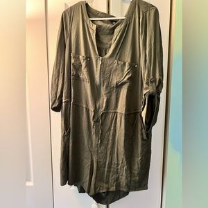 Torrid Olive Challis Zip-Front Romper Size 1